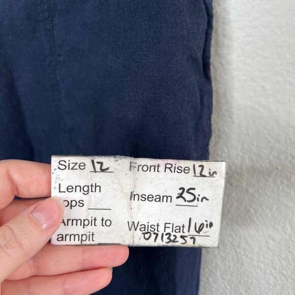 Nic+Zoe Womens Navy Blue Organic Linen Rumba Park Wide-Leg Crop Pant 12 - Picture 14 of 15